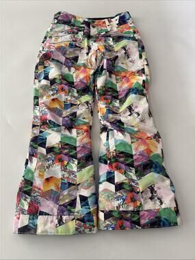 Obermeyer Snowboarding Snow Pants Kids‎ Youth Girls Size 14/16 All Over Print